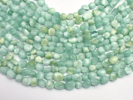 Green Angelite Beads, 5x7mm Nugget Beads, 15.5 Inch-RainbowBeads