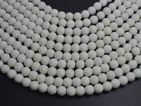 White Lava Beads, 8mm Round Beads, 15 Inch
