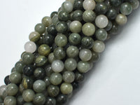 Green Line Quartz Beads, 8mm, Round