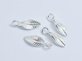 2pcs 925 Sterling Silver Charm, Twisted Leaf Charm, 5.6x16mm