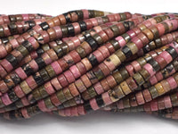 Rhodonite, Approx. 2x4mm, Heishi Disc-Rainbow Beads