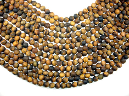 Matte Tiger Eye, 8mm Round Beads-RainbowBeads