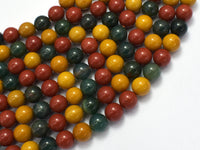 Alashan Agate-Green / Yellow / Red, 8mm-Rainbow Beads