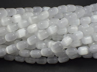 Selenite, Gypsum, White, 6x9mm Tube-Rainbow Beads