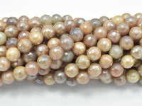 Mystic Coated Sunstone, 8mm Faceted Round Beads, AB Coated-RainbowBeads
