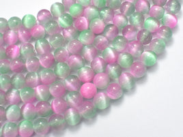 Selenite - Green & Purple, 8mm (8.5mm)-Rainbow Beads