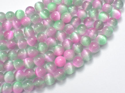 Selenite - Green & Purple, 8mm (8.5mm)-Rainbow Beads