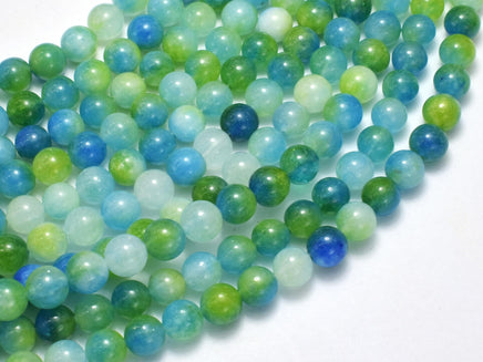 Jade - Green & Blue, 6mm Round-Rainbow Beads