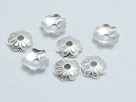 10pcs 6mm 925 Sterling Silver Bead Caps, 6mm Flower Bead Caps