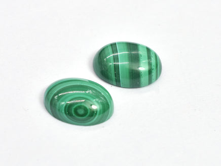 Genuine Malachite Cabochon, 7x9mm Oval, 2pieces-RainbowBeads