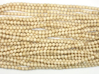 White Fossil Jasper 4mm (4.8mm) Round Beads-RainbowBeads