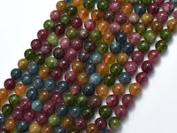 Jade - Tourmaline Color, 6mm Round-Rainbow Beads