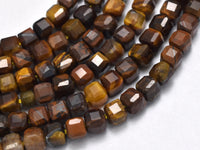 Tiger Eye, 3x3mm Faceted Cube Beads