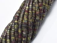 Dragon Blood Jasper, 2x4mm Heishi Disc-Rainbow Beads