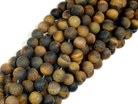 Matte Tiger Eye, 8mm Round Beads-RainbowBeads