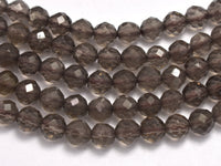 Smoky Quartz, 4mm Micro Faceted Round-RainbowBeads