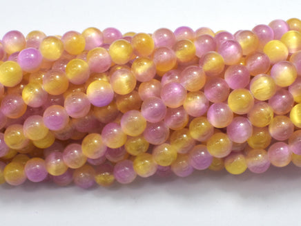 Selenite - Pink & Yellow, 6mm (6.5mm)-Rainbow Beads