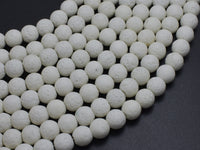 White Lava Beads, 8mm Round Beads, 15 Inch
