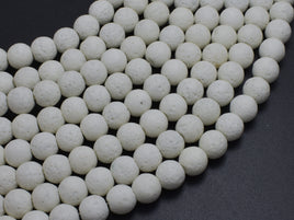 White Lava Beads, 8mm Round Beads, 15 Inch