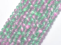 Selenite - Green & Purple, 6mm (6.5mm)-Rainbow Beads