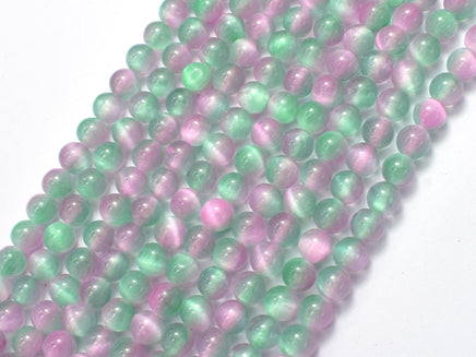 Selenite - Green & Purple, 6mm (6.5mm)-Rainbow Beads