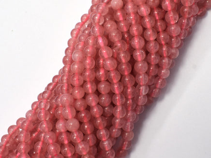 Jade - Strawberry Quartz Color, 4mm (4.5mm)-Rainbow Beads