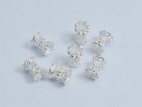 10pcs 925 Sterling Silver Bead Caps, 4mm Double Bead Caps, Height 5mm