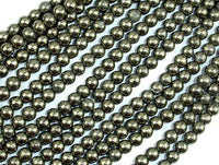 Pyrite Beads, 4mm Round Beads-RainbowBeads