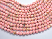 Shell Howlite-Pink, with Trochus Shell, 8mm (8.5mm)-Rainbow Beads