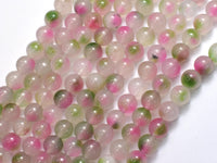 Jade - Pink & Green, 8mm Round-Rainbow Beads