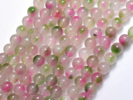 Jade - Pink & Green, 8mm Round-Rainbow Beads