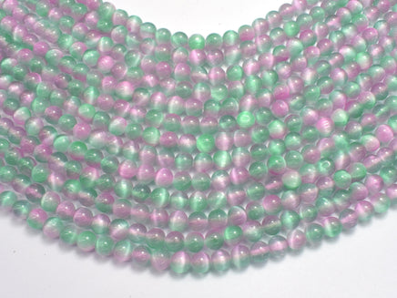 Selenite - Green & Purple, 6mm (6.5mm)-Rainbow Beads