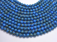 Howlite Turquoise - Blue with Gold Line, 8mm (8.3mm)-Rainbow Beads