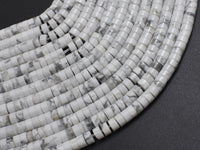 White Howlite, 2x4mm, Heishi Disc-Rainbow Beads