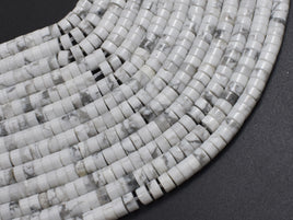 White Howlite, 2x4mm, Heishi Disc-Rainbow Beads