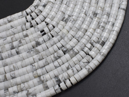 White Howlite, 2x4mm, Heishi Disc-Rainbow Beads