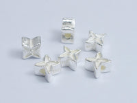 4pcs 925 Sterling Silver Beads, 6.5x6.5mm Four Pointed Star