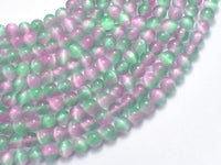 Selenite - Green & Purple, 6mm (6.5mm)-Rainbow Beads