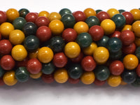 Alashan Agate-Green / Yellow / Red, 8mm-Rainbow Beads