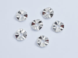 4pcs 925 Sterling Silver Beads, 7mm Wavy Coin