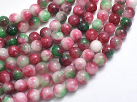 Jade - Red & Green, 8mm Round-Rainbow Beads