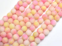 Matte Jade - Pink & Yellow, 8mm Round-Rainbow Beads