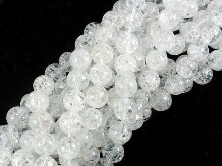 Crackle Clear Quartz Beads, 10mm Round Beads-Rainbow Beads