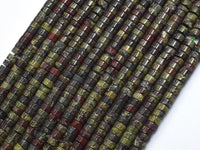 Dragon Blood Jasper, 2x4mm Heishi Disc-Rainbow Beads