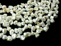 Fresh Water Pearl Beads, White with AB, Top drilled, Keshi