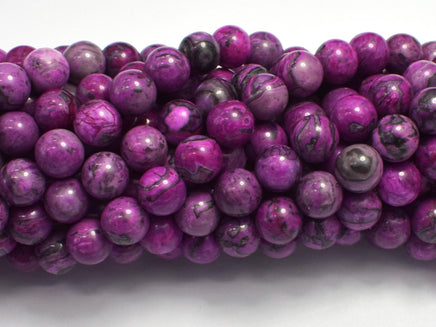 Gray Picture Jasper - Purple, 8mm (8.5mm)-Rainbow Beads