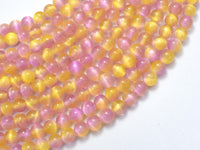 Selenite - Pink & Yellow, 6mm (6.5mm)-Rainbow Beads