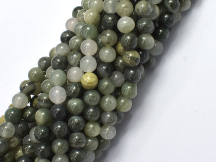 Green Line Quartz, 6mm Round Beads-Rainbow Beads