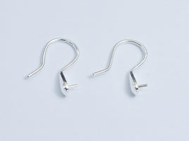4pcs 925 Sterling Silver Ear Wires, Earring Hook, Fishhook Setting, 10x15mm