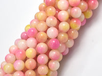 Jade - Pink & Yellow, 8mm Round-Rainbow Beads